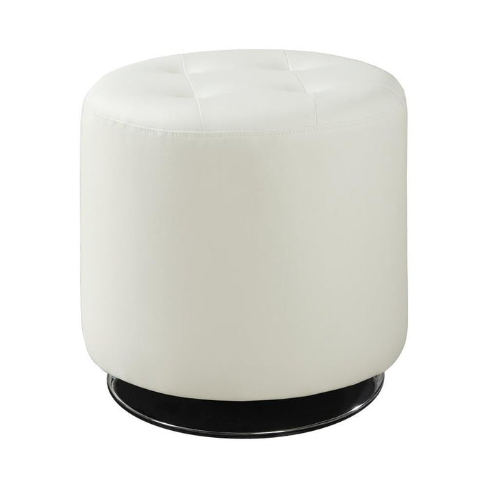 G500554 Contemporary White Round Ottoman - Premium Ottoman from Coaster Z2 Standard - Just $86! Shop now at Furniture Wholesale Plus  We are the best furniture store in Nashville, Hendersonville, Goodlettsville, Madison, Antioch, Mount Juliet, Lebanon, Gallatin, Springfield, Murfreesboro, Franklin, Brentwood