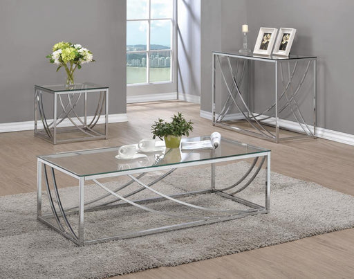 G720498 Contemporary Chrome Sofa Table - Premium Sofa Table from Coaster Z2 Standard - Just $198! Shop now at Furniture Wholesale Plus  We are the best furniture store in Nashville, Hendersonville, Goodlettsville, Madison, Antioch, Mount Juliet, Lebanon, Gallatin, Springfield, Murfreesboro, Franklin, Brentwood