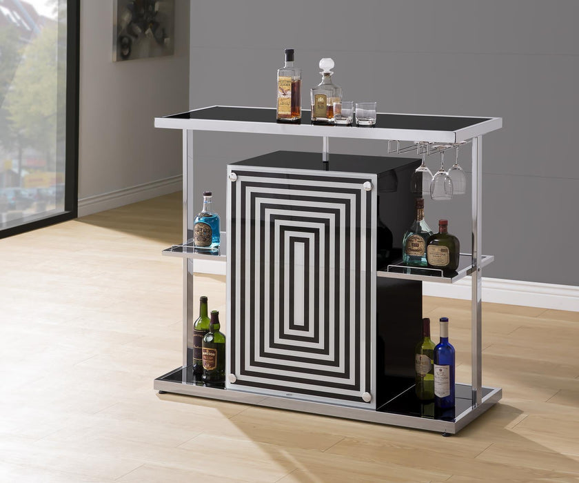 G130076 Contemporary Glossy Black Bar Unit - Premium Bar Unit from Coaster Z2 Standard - Just $390! Shop now at Furniture Wholesale Plus  We are the best furniture store in Nashville, Hendersonville, Goodlettsville, Madison, Antioch, Mount Juliet, Lebanon, Gallatin, Springfield, Murfreesboro, Franklin, Brentwood