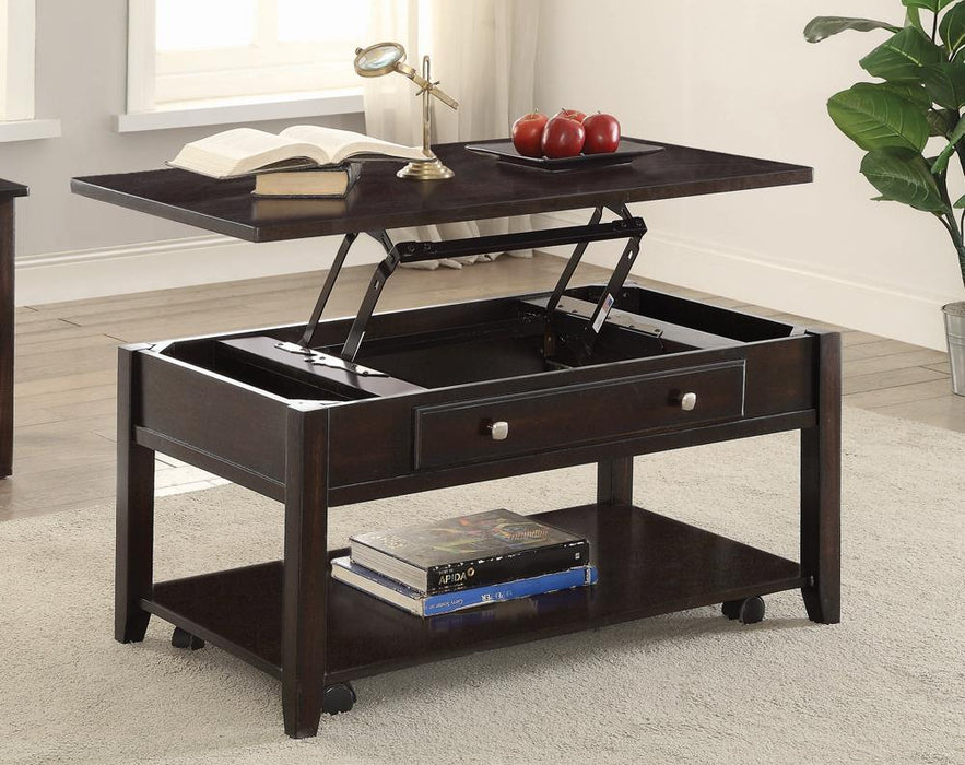 Transitional Walnut Lift Top Coffee Table - Premium Coffee Table from Coaster Z2 Standard - Just $258! Shop now at Furniture Wholesale Plus  We are the best furniture store in Nashville, Hendersonville, Goodlettsville, Madison, Antioch, Mount Juliet, Lebanon, Gallatin, Springfield, Murfreesboro, Franklin, Brentwood