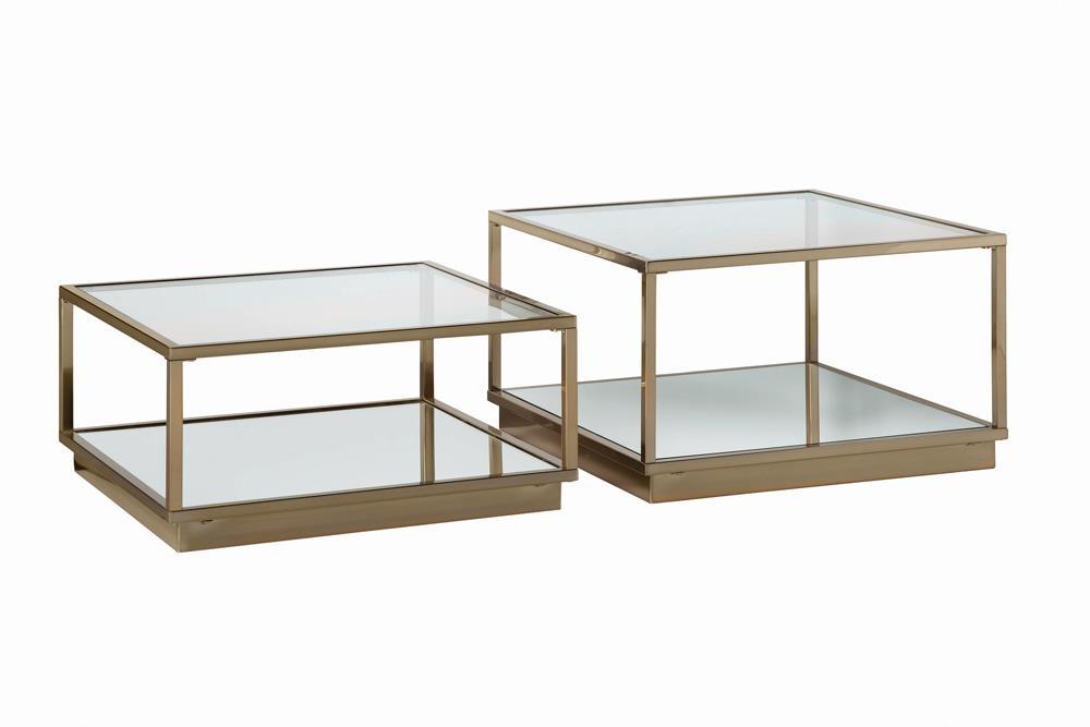 Renee 2-piece Square Occasional Set Rose Brass - Premium Table Set from Coaster Z2 Standard - Just $398! Shop now at Furniture Wholesale Plus  We are the best furniture store in Nashville, Hendersonville, Goodlettsville, Madison, Antioch, Mount Juliet, Lebanon, Gallatin, Springfield, Murfreesboro, Franklin, Brentwood