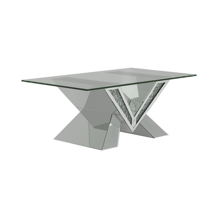 Taffeta V-shaped Coffee Table with Glass Top Silver - Premium Coffee Table from Coaster Z2 Standard - Just $598! Shop now at Furniture Wholesale Plus  We are the best furniture store in Nashville, Hendersonville, Goodlettsville, Madison, Antioch, Mount Juliet, Lebanon, Gallatin, Springfield, Murfreesboro, Franklin, Brentwood