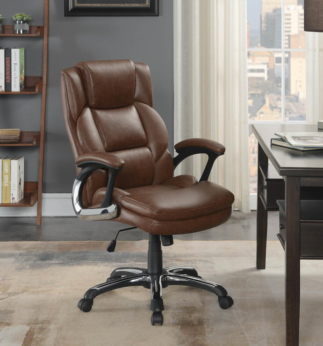 Nerris Adjustable Height Office Chair with Padded Arm Brown and Black - Premium Office Chair from Coaster Z2 Standard - Just $338! Shop now at Furniture Wholesale Plus  We are the best furniture store in Nashville, Hendersonville, Goodlettsville, Madison, Antioch, Mount Juliet, Lebanon, Gallatin, Springfield, Murfreesboro, Franklin, Brentwood