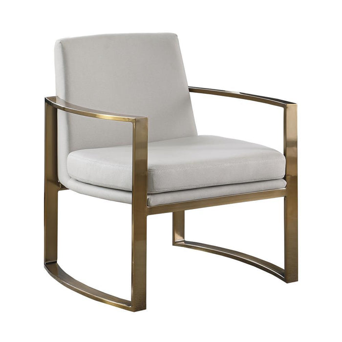 Cory Concave Metal Arm Accent Chair Cream and Bronze - Premium Accent Chair from Coaster Z2 Standard - Just $478! Shop now at Furniture Wholesale Plus  We are the best furniture store in Nashville, Hendersonville, Goodlettsville, Madison, Antioch, Mount Juliet, Lebanon, Gallatin, Springfield, Murfreesboro, Franklin, Brentwood