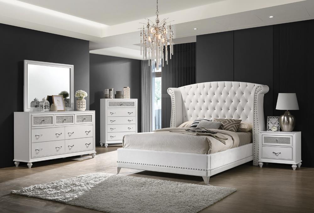 Barzini Queen Wingback Tufted Bed White - Premium Bed from Coaster Z2 Standard - Just $830! Shop now at Furniture Wholesale Plus  We are the best furniture store in Nashville, Hendersonville, Goodlettsville, Madison, Antioch, Mount Juliet, Lebanon, Gallatin, Springfield, Murfreesboro, Franklin, Brentwood