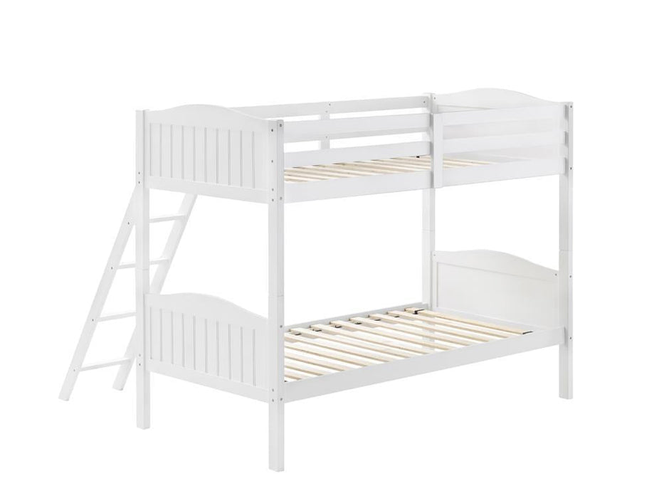 405053WHT TWIN/TWIN BUNK BED - Premium Bunk Bed from Coaster Z2 Standard - Just $418! Shop now at Furniture Wholesale Plus  We are the best furniture store in Nashville, Hendersonville, Goodlettsville, Madison, Antioch, Mount Juliet, Lebanon, Gallatin, Springfield, Murfreesboro, Franklin, Brentwood