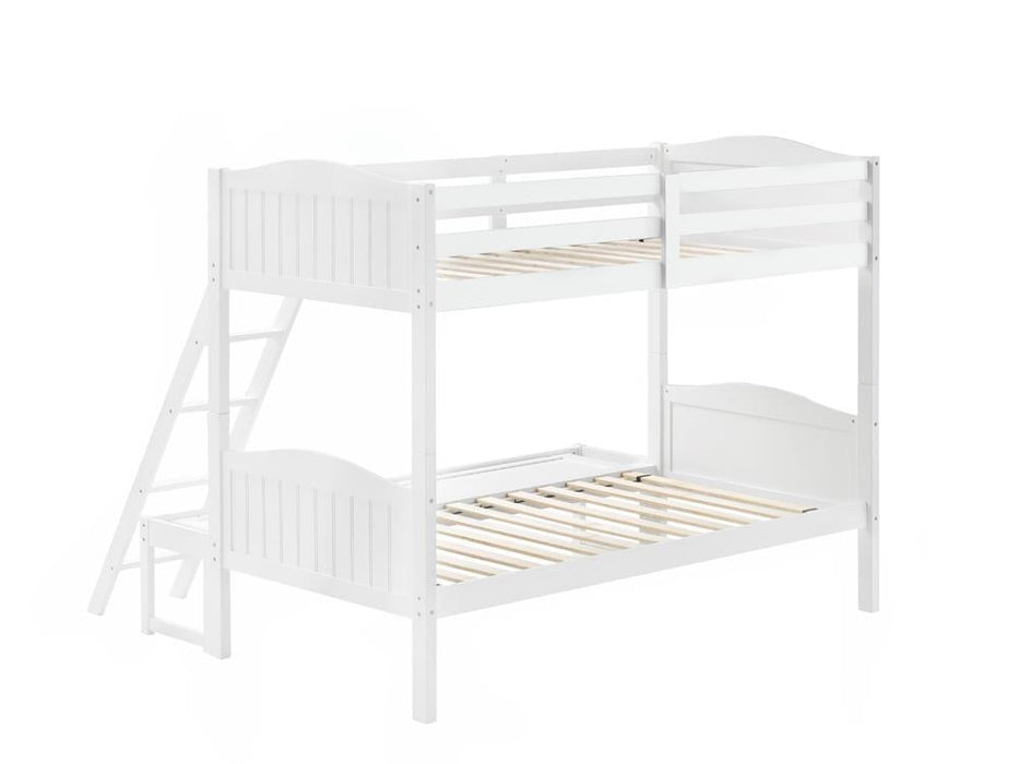 405054WHT TWIN/FULL BUNK BED - Premium Bunk Bed from Coaster Z2 Standard - Just $558! Shop now at Furniture Wholesale Plus  We are the best furniture store in Nashville, Hendersonville, Goodlettsville, Madison, Antioch, Mount Juliet, Lebanon, Gallatin, Springfield, Murfreesboro, Franklin, Brentwood