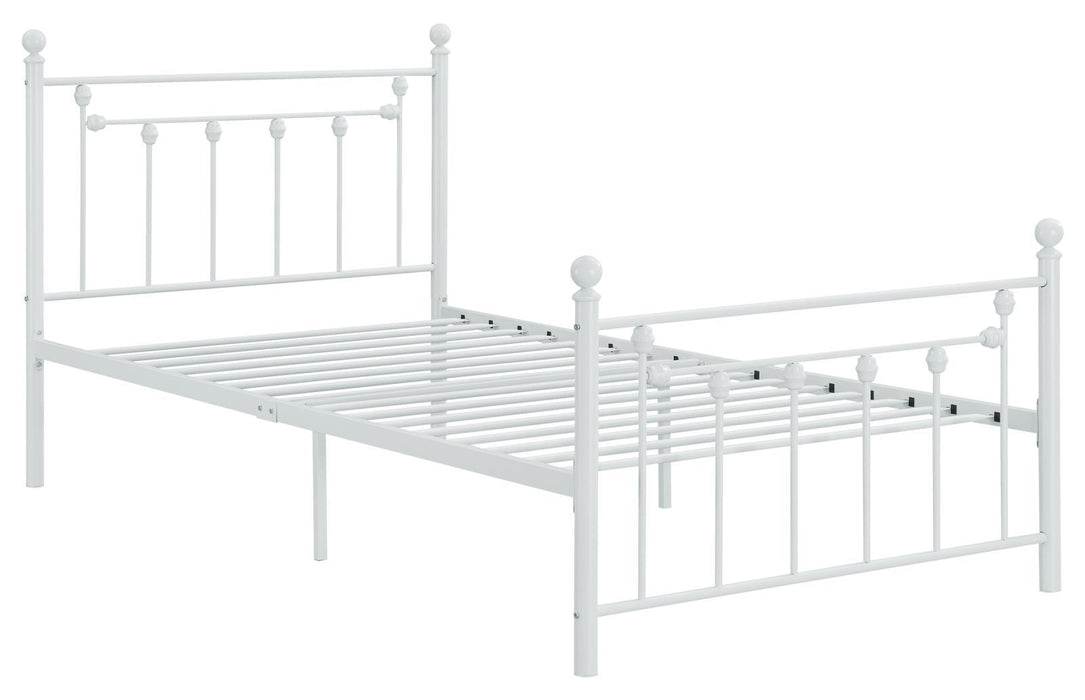 Canon Twin Metal Slatted Headboard Platform Bed - White - Premium Bed from Coaster Z2 Standard - Just $170! Shop now at Furniture Wholesale Plus  We are the best furniture store in Nashville, Hendersonville, Goodlettsville, Madison, Antioch, Mount Juliet, Lebanon, Gallatin, Springfield, Murfreesboro, Franklin, Brentwood