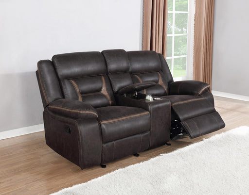 651355 GLIDER LOVESEAT W/ CONSOLE - Premium Loveseat from Coaster Z2 Standard - Just $938! Shop now at Furniture Wholesale Plus  We are the best furniture store in Nashville, Hendersonville, Goodlettsville, Madison, Antioch, Mount Juliet, Lebanon, Gallatin, Springfield, Murfreesboro, Franklin, Brentwood