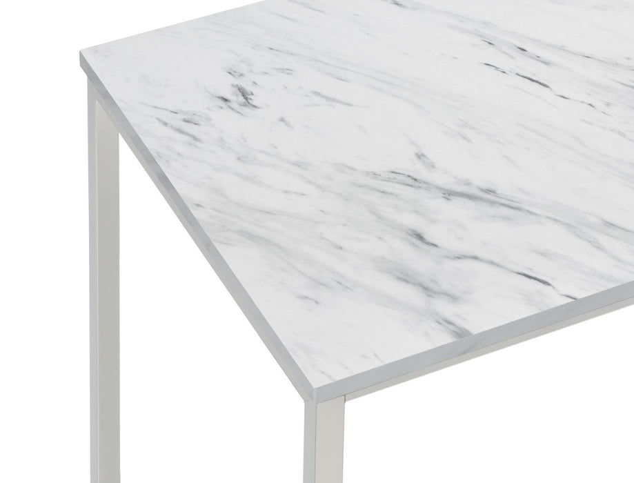 Leona Faux Marble Square End Table White and Satin Nickel - Premium End Table from Coaster Z2 Standard - Just $150! Shop now at Furniture Wholesale Plus  We are the best furniture store in Nashville, Hendersonville, Goodlettsville, Madison, Antioch, Mount Juliet, Lebanon, Gallatin, Springfield, Murfreesboro, Franklin, Brentwood