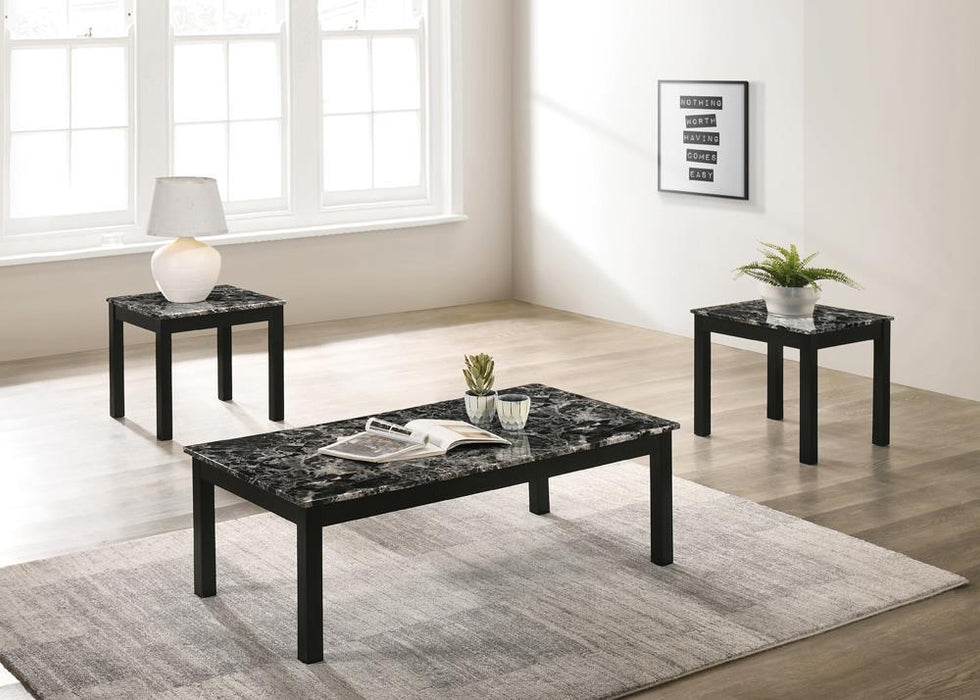 Darius Faux Marble Rectangle 3-piece Occasional Table Set Black - Premium Table Set from Coaster Z2 Standard - Just $218! Shop now at Furniture Wholesale Plus  We are the best furniture store in Nashville, Hendersonville, Goodlettsville, Madison, Antioch, Mount Juliet, Lebanon, Gallatin, Springfield, Murfreesboro, Franklin, Brentwood