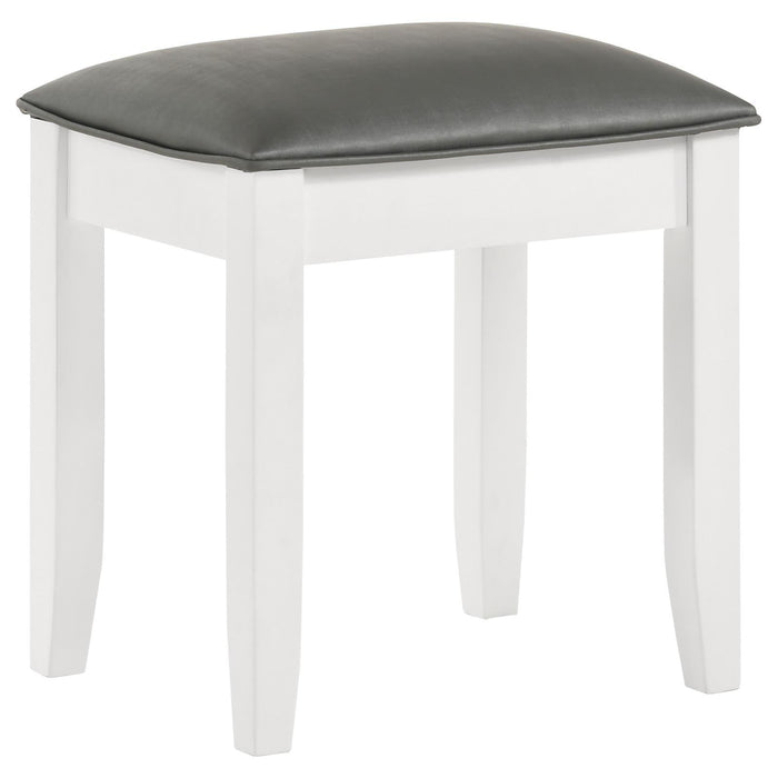 Felicity Upholstered Vanity Stool Metallic and Glossy White - Premium Vanity Stool from Coaster Z2 Standard - Just $88! Shop now at Furniture Wholesale Plus  We are the best furniture store in Nashville, Hendersonville, Goodlettsville, Madison, Antioch, Mount Juliet, Lebanon, Gallatin, Springfield, Murfreesboro, Franklin, Brentwood