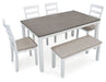 Stonehollow Dining Table and Chairs with Bench (Set of 6) - Premium Dining Table from Ashley Furniture - Just $563.11! Shop now at Furniture Wholesale Plus  We are the best furniture store in Nashville, Hendersonville, Goodlettsville, Madison, Antioch, Mount Juliet, Lebanon, Gallatin, Springfield, Murfreesboro, Franklin, Brentwood