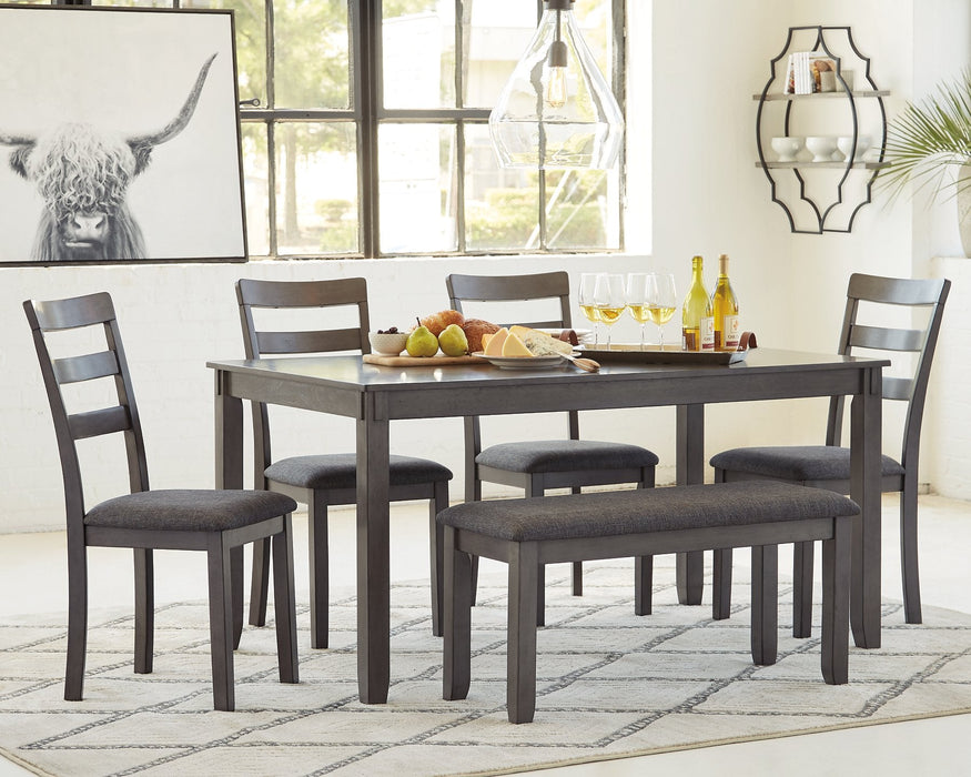 Bridson Dining Table and Chairs with Bench (Set of 6) - Premium Dining Table from Ashley Furniture - Just $543! Shop now at Furniture Wholesale Plus  We are the best furniture store in Nashville, Hendersonville, Goodlettsville, Madison, Antioch, Mount Juliet, Lebanon, Gallatin, Springfield, Murfreesboro, Franklin, Brentwood