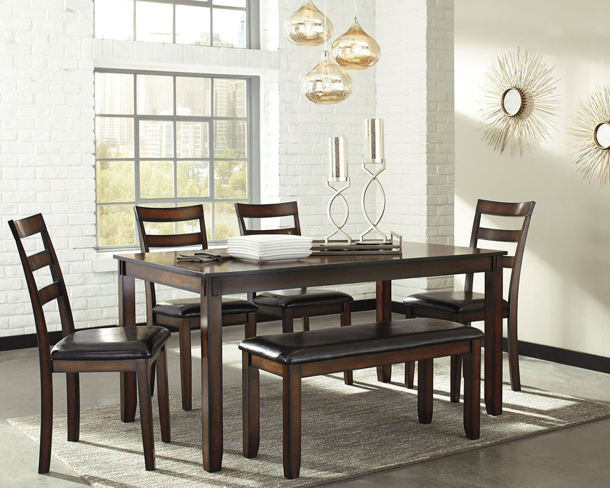 Coviar Dining Table and Chairs with Bench (Set of 6) - Premium Dining Table from Ashley Furniture - Just $543! Shop now at Furniture Wholesale Plus  We are the best furniture store in Nashville, Hendersonville, Goodlettsville, Madison, Antioch, Mount Juliet, Lebanon, Gallatin, Springfield, Murfreesboro, Franklin, Brentwood