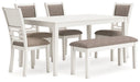 Erinberg Dining Table and 4 Chairs and Bench (Set of 6) - Premium Dining Table from Ashley Furniture - Just $621.44! Shop now at Furniture Wholesale Plus  We are the best furniture store in Nashville, Hendersonville, Goodlettsville, Madison, Antioch, Mount Juliet, Lebanon, Gallatin, Springfield, Murfreesboro, Franklin, Brentwood