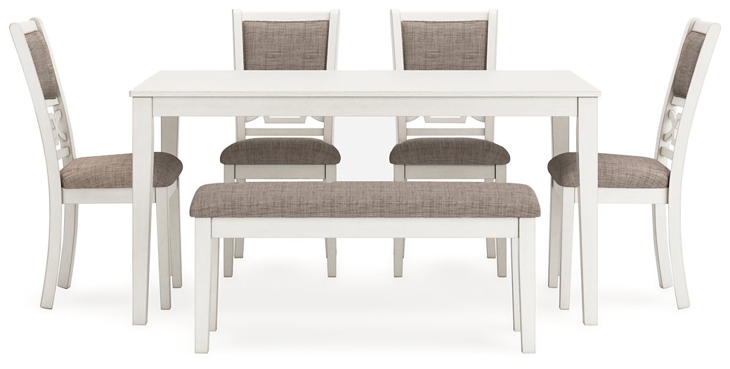 Erinberg Dining Table and 4 Chairs and Bench (Set of 6) - Premium Dining Table from Ashley Furniture - Just $621.44! Shop now at Furniture Wholesale Plus  We are the best furniture store in Nashville, Hendersonville, Goodlettsville, Madison, Antioch, Mount Juliet, Lebanon, Gallatin, Springfield, Murfreesboro, Franklin, Brentwood