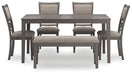 Wrenning Dining Table and 4 Chairs and Bench (Set of 6) - Premium Dining Table from Ashley Furniture - Just $603.33! Shop now at Furniture Wholesale Plus  We are the best furniture store in Nashville, Hendersonville, Goodlettsville, Madison, Antioch, Mount Juliet, Lebanon, Gallatin, Springfield, Murfreesboro, Franklin, Brentwood