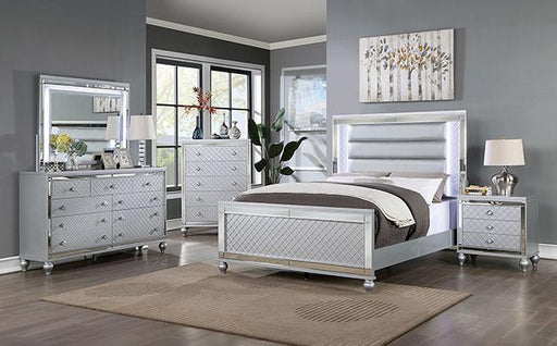 CALANDRIA Night Stand, Silver - Premium Nightstand from FOA East - Just $243.75! Shop now at Furniture Wholesale Plus  We are the best furniture store in Nashville, Hendersonville, Goodlettsville, Madison, Antioch, Mount Juliet, Lebanon, Gallatin, Springfield, Murfreesboro, Franklin, Brentwood