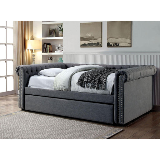 LEANNA Gray Full Daybed w/ Trundle, Gray - Premium Daybed w/ Trundle from FOA East - Just $1181.70! Shop now at Furniture Wholesale Plus  We are the best furniture store in Nashville, Hendersonville, Goodlettsville, Madison, Antioch, Mount Juliet, Lebanon, Gallatin, Springfield, Murfreesboro, Franklin, Brentwood