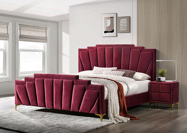 FLORIZEL Cal.King Bed, Red - Premium Bed from FOA East - Just $700.05! Shop now at Furniture Wholesale Plus  We are the best furniture store in Nashville, Hendersonville, Goodlettsville, Madison, Antioch, Mount Juliet, Lebanon, Gallatin, Springfield, Murfreesboro, Franklin, Brentwood