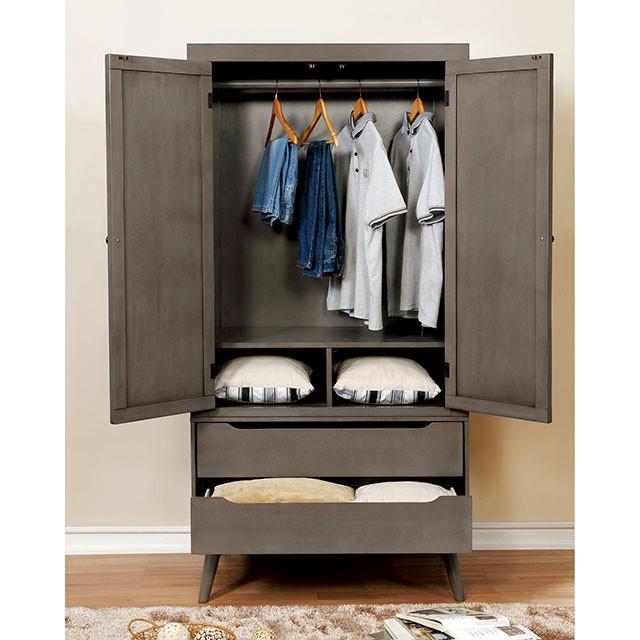 LENNART Gray Armoire - Premium Armoire from FOA East - Just $1010.10! Shop now at Furniture Wholesale Plus  We are the best furniture store in Nashville, Hendersonville, Goodlettsville, Madison, Antioch, Mount Juliet, Lebanon, Gallatin, Springfield, Murfreesboro, Franklin, Brentwood