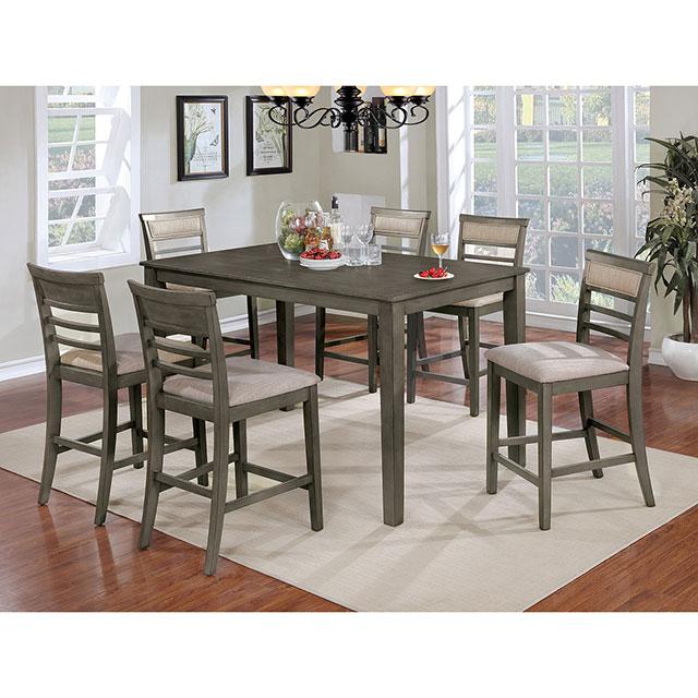 Fafnir Weathered Gray/Beige 7 Pc. Counter Ht. Table Set - Premium Dining Room Set from FOA East - Just $719.55! Shop now at Furniture Wholesale Plus  We are the best furniture store in Nashville, Hendersonville, Goodlettsville, Madison, Antioch, Mount Juliet, Lebanon, Gallatin, Springfield, Murfreesboro, Franklin, Brentwood