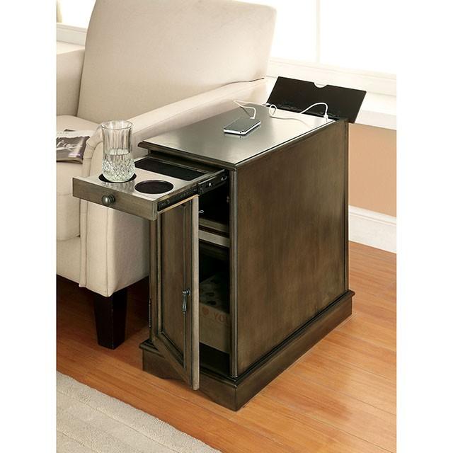 LILITH I Gray Side Table w/ USB - Premium End Table from FOA East - Just $251.55! Shop now at Furniture Wholesale Plus  We are the best furniture store in Nashville, Hendersonville, Goodlettsville, Madison, Antioch, Mount Juliet, Lebanon, Gallatin, Springfield, Murfreesboro, Franklin, Brentwood