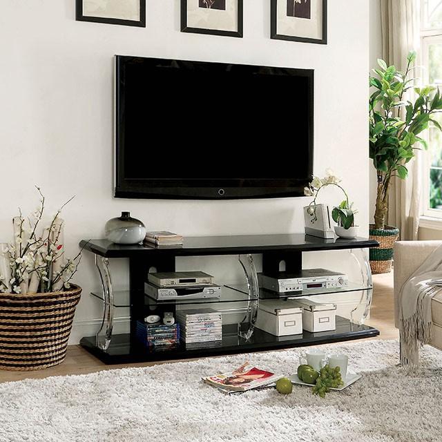 Ernst Black/Clear 60" TV Stand - Premium TV Stand from FOA East - Just $583.05! Shop now at Furniture Wholesale Plus  We are the best furniture store in Nashville, Hendersonville, Goodlettsville, Madison, Antioch, Mount Juliet, Lebanon, Gallatin, Springfield, Murfreesboro, Franklin, Brentwood