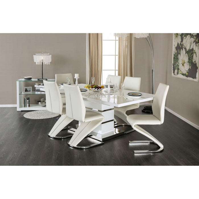 Midvale White/Chrome Dining Table - Premium Dining Table from FOA East - Just $1090.05! Shop now at Furniture Wholesale Plus  We are the best furniture store in Nashville, Hendersonville, Goodlettsville, Madison, Antioch, Mount Juliet, Lebanon, Gallatin, Springfield, Murfreesboro, Franklin, Brentwood