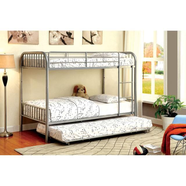 RAINBOW Silver Metal Twin/Twin Bunk Bed - Premium Bunk Bed from FOA East - Just $388.05! Shop now at Furniture Wholesale Plus  We are the best furniture store in Nashville, Hendersonville, Goodlettsville, Madison, Antioch, Mount Juliet, Lebanon, Gallatin, Springfield, Murfreesboro, Franklin, Brentwood