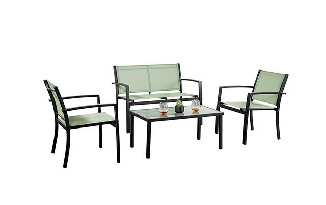 Ibiza 4 Pc. Green Sling Set K/D - Premium Outdoor Seating Set from FOA East - Just $232.05! Shop now at Furniture Wholesale Plus  We are the best furniture store in Nashville, Hendersonville, Goodlettsville, Madison, Antioch, Mount Juliet, Lebanon, Gallatin, Springfield, Murfreesboro, Franklin, Brentwood