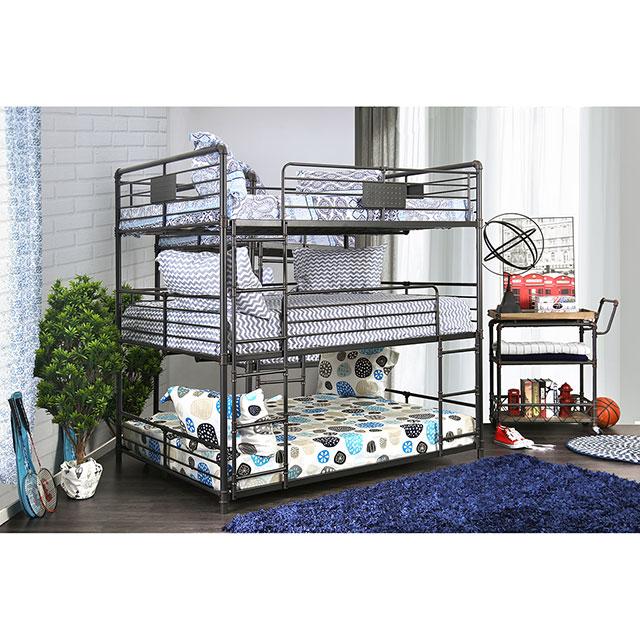 Olga I Sand Black Full/Full/Full Bunk Bed - Premium Bunk Bed from FOA East - Just $1012.05! Shop now at Furniture Wholesale Plus  We are the best furniture store in Nashville, Hendersonville, Goodlettsville, Madison, Antioch, Mount Juliet, Lebanon, Gallatin, Springfield, Murfreesboro, Franklin, Brentwood