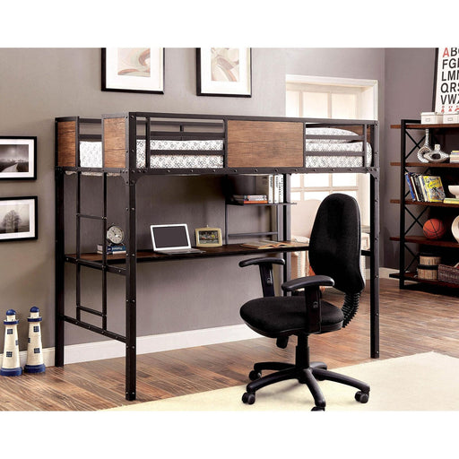 CLAPTON Black Twin Bed w/ Workstation - Premium Bed from FOA East - Just $563.55! Shop now at Furniture Wholesale Plus  We are the best furniture store in Nashville, Hendersonville, Goodlettsville, Madison, Antioch, Mount Juliet, Lebanon, Gallatin, Springfield, Murfreesboro, Franklin, Brentwood