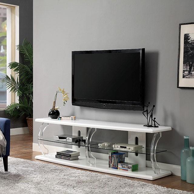 Ernst White/Clear 72" TV Stand - Premium TV Stand from FOA East - Just $737.10! Shop now at Furniture Wholesale Plus  We are the best furniture store in Nashville, Hendersonville, Goodlettsville, Madison, Antioch, Mount Juliet, Lebanon, Gallatin, Springfield, Murfreesboro, Franklin, Brentwood