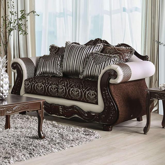 NAVARRE Loveseat, Brown/White - Premium Loveseat from FOA East - Just $1458.60! Shop now at Furniture Wholesale Plus  We are the best furniture store in Nashville, Hendersonville, Goodlettsville, Madison, Antioch, Mount Juliet, Lebanon, Gallatin, Springfield, Murfreesboro, Franklin, Brentwood