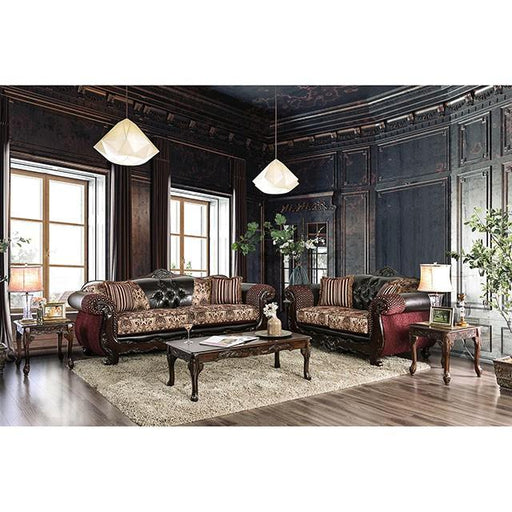 Quirino Burgundy/Dark Brown Sofa - Premium Sofa from FOA East - Just $1714.05! Shop now at Furniture Wholesale Plus  We are the best furniture store in Nashville, Hendersonville, Goodlettsville, Madison, Antioch, Mount Juliet, Lebanon, Gallatin, Springfield, Murfreesboro, Franklin, Brentwood