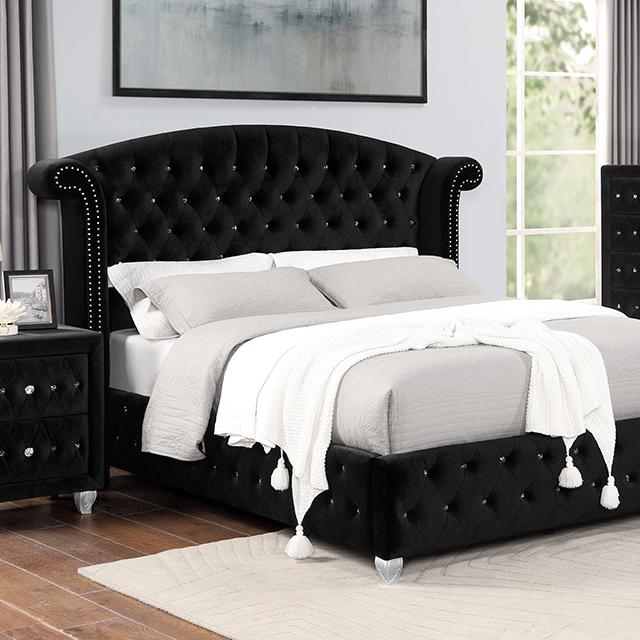 ZOHAR E.King Bed, Black - Premium Bed from FOA East - Just $986.70! Shop now at Furniture Wholesale Plus  We are the best furniture store in Nashville, Hendersonville, Goodlettsville, Madison, Antioch, Mount Juliet, Lebanon, Gallatin, Springfield, Murfreesboro, Franklin, Brentwood