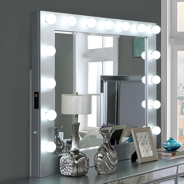 BELLADONNA Mirror w/ USB, Power, Light, Silver - Premium Mirror from FOA East - Just $331.50! Shop now at Furniture Wholesale Plus  We are the best furniture store in Nashville, Hendersonville, Goodlettsville, Madison, Antioch, Mount Juliet, Lebanon, Gallatin, Springfield, Murfreesboro, Franklin, Brentwood