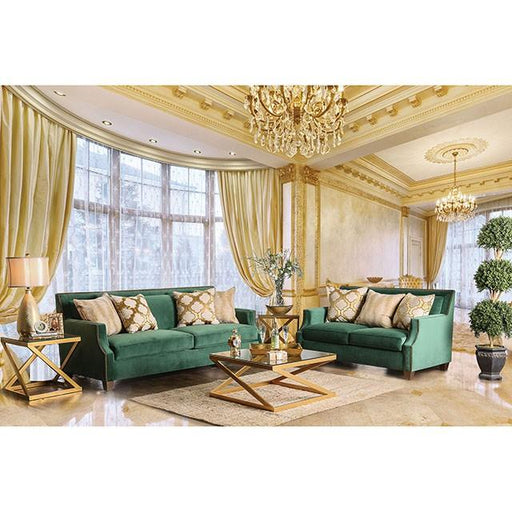 VERDANTE Emerald Green/Gold Sofa - Premium Sofa from FOA East - Just $1948.05! Shop now at Furniture Wholesale Plus  We are the best furniture store in Nashville, Hendersonville, Goodlettsville, Madison, Antioch, Mount Juliet, Lebanon, Gallatin, Springfield, Murfreesboro, Franklin, Brentwood