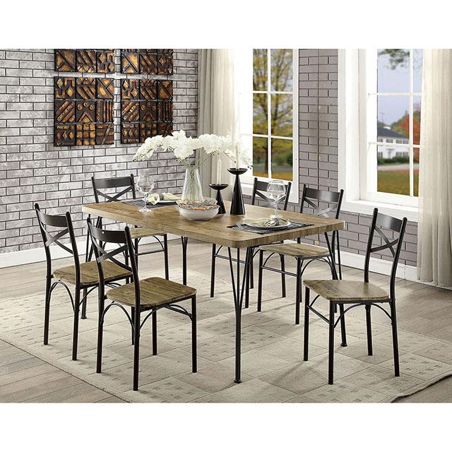 Banbury Gray/Dark Bronze 7 Pc. 60" Dining Table Set, Gray - Premium Dining Room Set from FOA East - Just $388.05! Shop now at Furniture Wholesale Plus  We are the best furniture store in Nashville, Hendersonville, Goodlettsville, Madison, Antioch, Mount Juliet, Lebanon, Gallatin, Springfield, Murfreesboro, Franklin, Brentwood