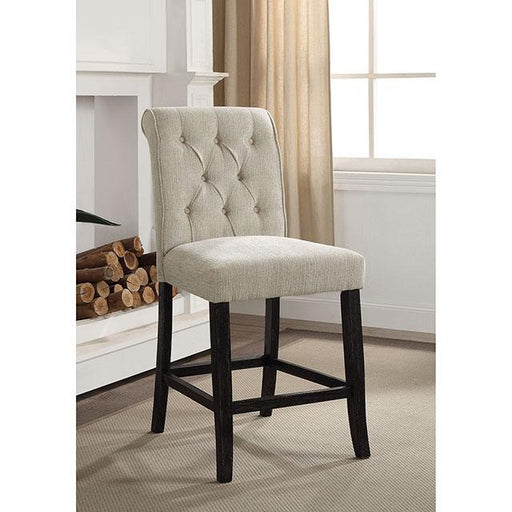 Izzy Beige/Antique Black Counter Ht. Chair, Ivory (2/CTN) - Premium Dining Chair from FOA East - Just $292.50! Shop now at Furniture Wholesale Plus  We are the best furniture store in Nashville, Hendersonville, Goodlettsville, Madison, Antioch, Mount Juliet, Lebanon, Gallatin, Springfield, Murfreesboro, Franklin, Brentwood