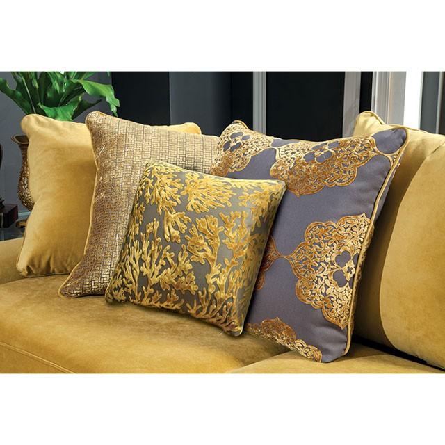 Viscontti Gold/Gray Love Seat, Gold - Premium Loveseat from FOA East - Just $1560! Shop now at Furniture Wholesale Plus  We are the best furniture store in Nashville, Hendersonville, Goodlettsville, Madison, Antioch, Mount Juliet, Lebanon, Gallatin, Springfield, Murfreesboro, Franklin, Brentwood