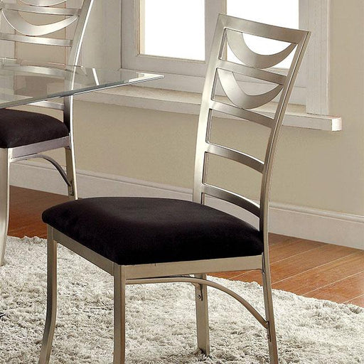 ROXO Silver/Black Side Chair (2/CTN) - Premium Dining Chair from FOA East - Just $351! Shop now at Furniture Wholesale Plus  We are the best furniture store in Nashville, Hendersonville, Goodlettsville, Madison, Antioch, Mount Juliet, Lebanon, Gallatin, Springfield, Murfreesboro, Franklin, Brentwood