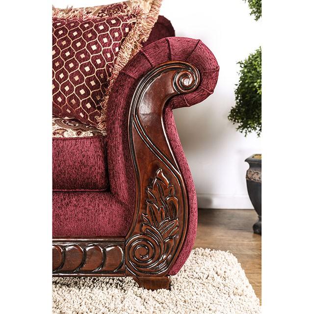 TABITHA Wine Love Seat, Wine - Premium Loveseat from FOA East - Just $1560! Shop now at Furniture Wholesale Plus  We are the best furniture store in Nashville, Hendersonville, Goodlettsville, Madison, Antioch, Mount Juliet, Lebanon, Gallatin, Springfield, Murfreesboro, Franklin, Brentwood