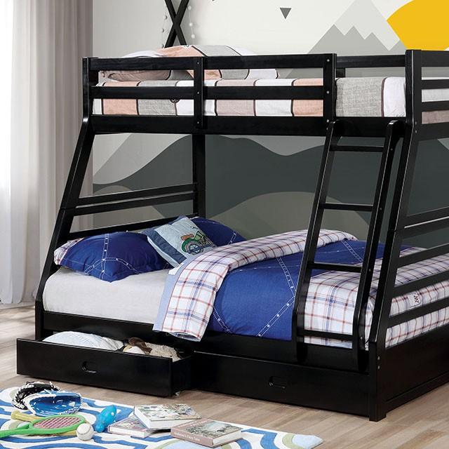 California Iv Black Twin/Full Bunk Bed - Premium Bunk Bed from FOA East - Just $583.05! Shop now at Furniture Wholesale Plus  We are the best furniture store in Nashville, Hendersonville, Goodlettsville, Madison, Antioch, Mount Juliet, Lebanon, Gallatin, Springfield, Murfreesboro, Franklin, Brentwood