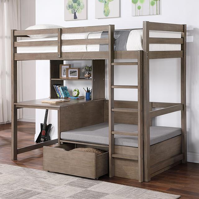 CALLISTUS Twin/Workstation Loft Bed, W. Gray - Premium Loft Bed from FOA East - Just $1168.05! Shop now at Furniture Wholesale Plus  We are the best furniture store in Nashville, Hendersonville, Goodlettsville, Madison, Antioch, Mount Juliet, Lebanon, Gallatin, Springfield, Murfreesboro, Franklin, Brentwood