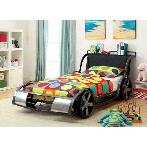 GT RACER Silver/Gun Metal Twin Bed - Premium Bed from FOA East - Just $583.05! Shop now at Furniture Wholesale Plus  We are the best furniture store in Nashville, Hendersonville, Goodlettsville, Madison, Antioch, Mount Juliet, Lebanon, Gallatin, Springfield, Murfreesboro, Franklin, Brentwood