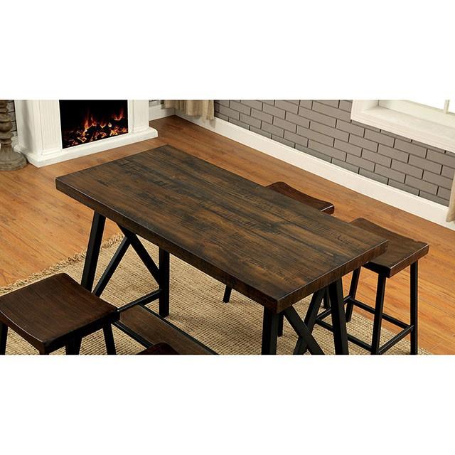 Lainey Weathered Medium Oak/Black Counter Ht. Table - Premium Dining Table from FOA East - Just $290.55! Shop now at Furniture Wholesale Plus  We are the best furniture store in Nashville, Hendersonville, Goodlettsville, Madison, Antioch, Mount Juliet, Lebanon, Gallatin, Springfield, Murfreesboro, Franklin, Brentwood