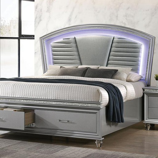 MADDIE E.King Bed, Silver - Premium Bed from FOA East - Just $1402.05! Shop now at Furniture Wholesale Plus  We are the best furniture store in Nashville, Hendersonville, Goodlettsville, Madison, Antioch, Mount Juliet, Lebanon, Gallatin, Springfield, Murfreesboro, Franklin, Brentwood